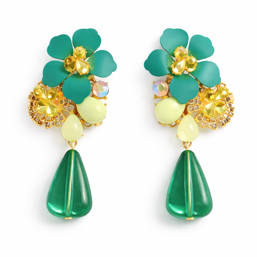 Emerald Floral Garden Drops