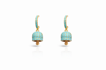 Gold Turquoise Jhumka Hoops