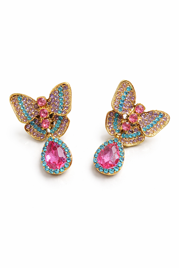Crystal Butterfly Drop Earrings