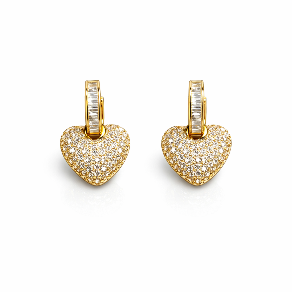Gold Crystal Pave Hearts