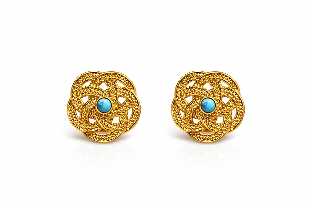 Gold Filigree Turquoise Studs
