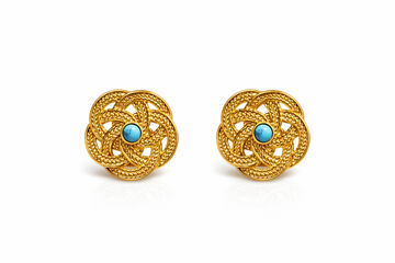 Gold Filigree Turquoise Studs