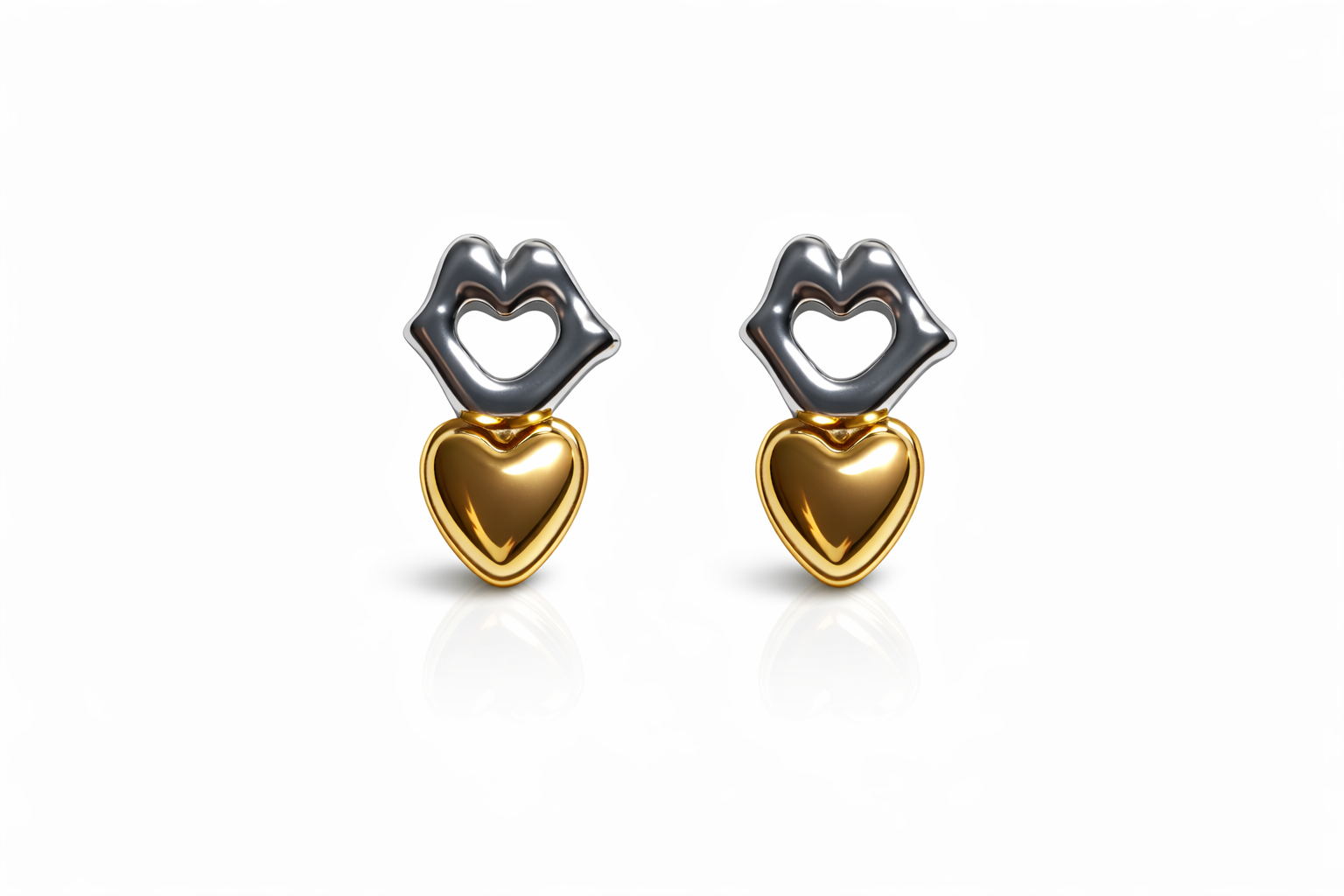 Silver Lip Gold Hearts