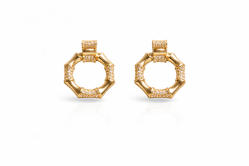 Golden Bamboo Pavé Hoops