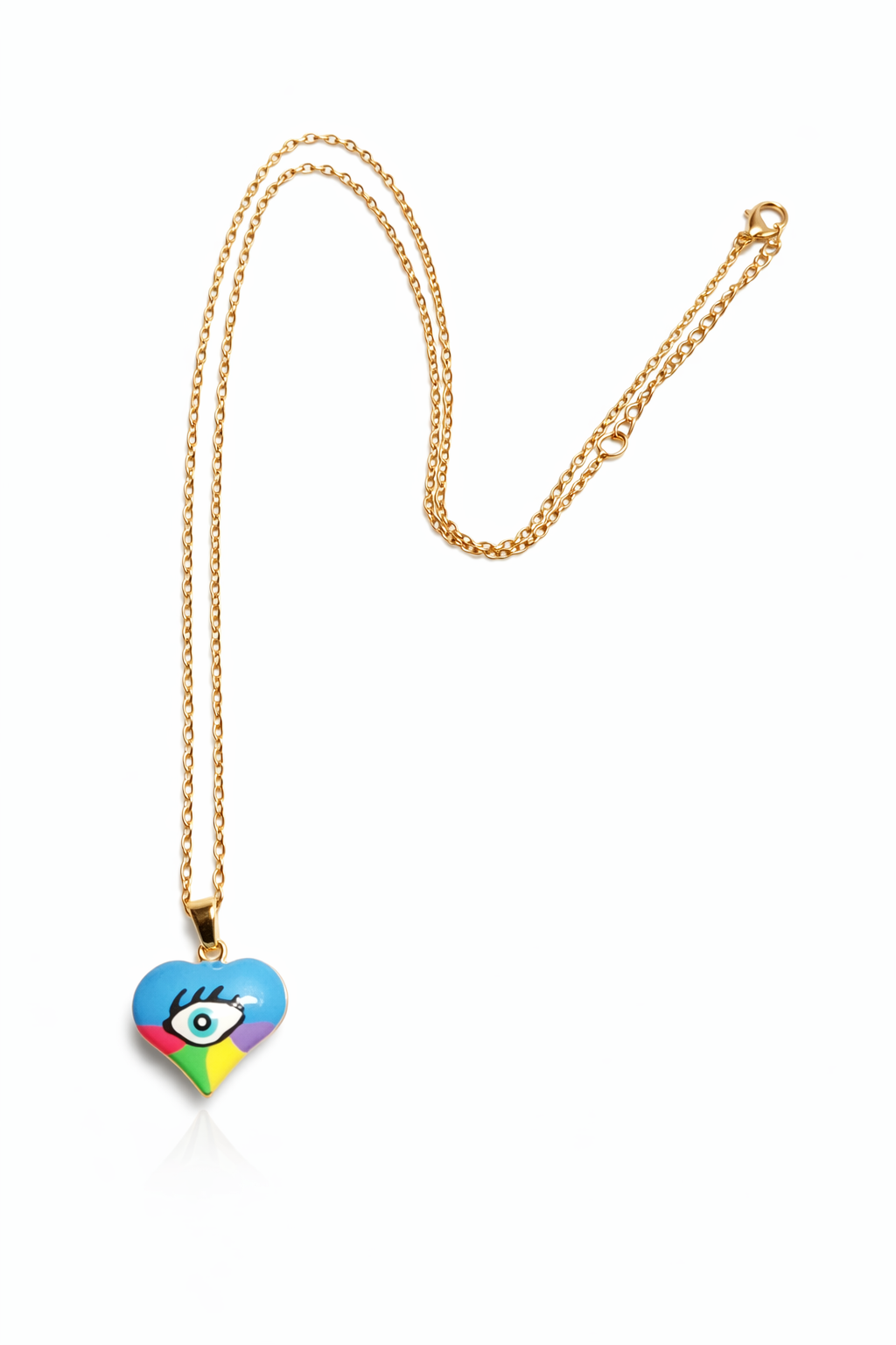 Blue Heart Evil Eye Necklace