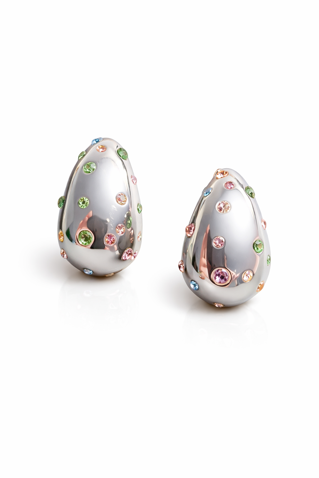 Silver Crystal Teardrop Studs