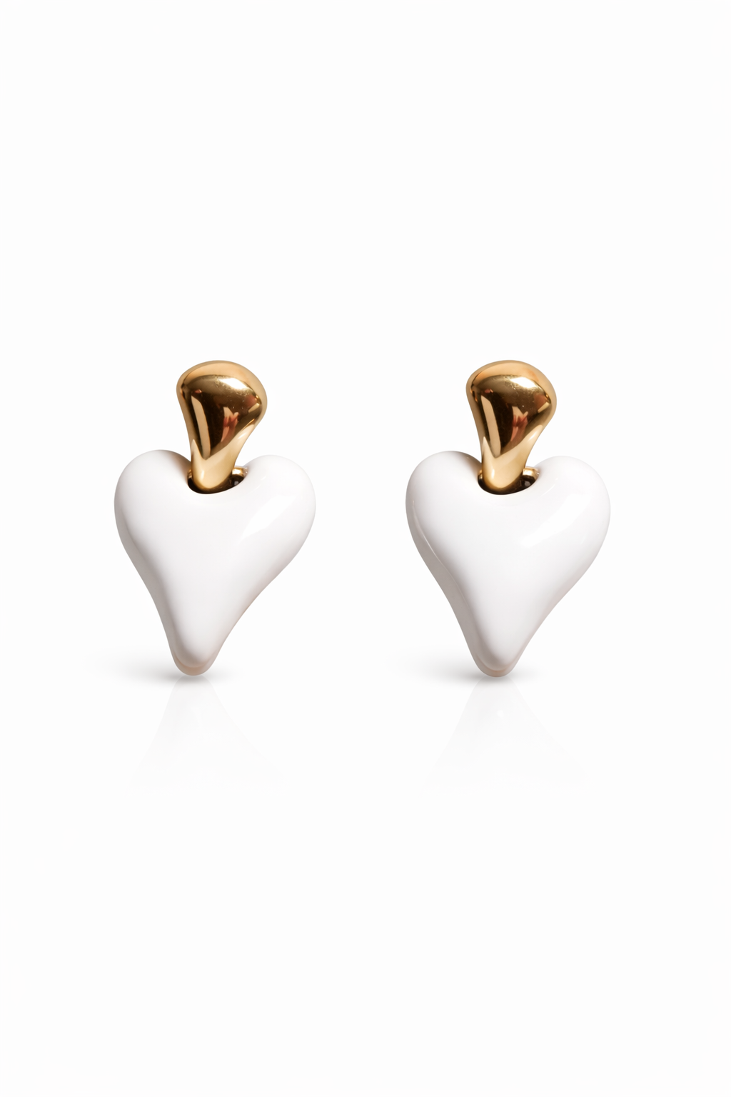 White Heart Enamel Studs